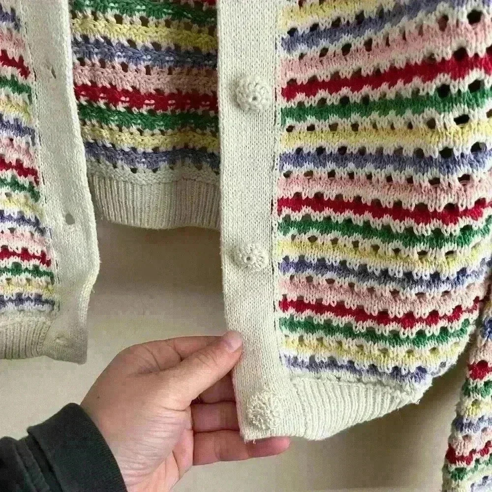 SOLD OUT zara knit rainbow striped cardigan sz sm - Picture 6 of 6